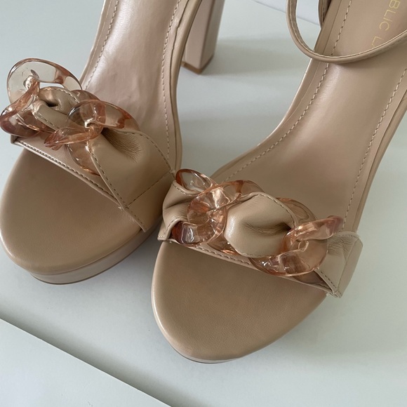 Nude chain link detail block stiletto heel | evening stiletto | size 9 - Picture 8 of 9